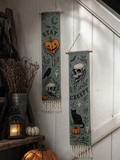 Gothic Halloween Vertical Wall Tapestry Banner