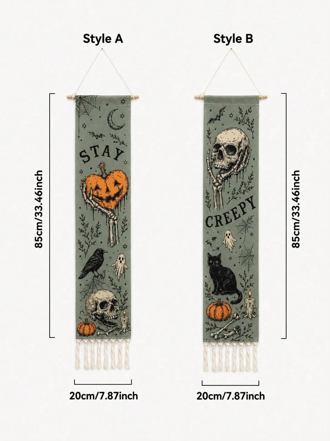 Gothic Halloween Vertical Wall Tapestry Banner