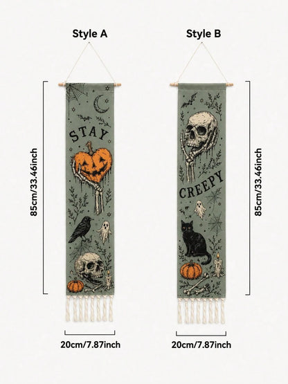 Gothic Halloween Vertical Wall Tapestry Banner
