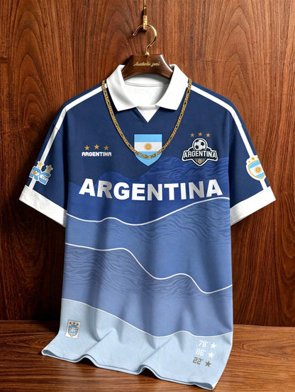 Vintage Gradient Wave Polo Shirt