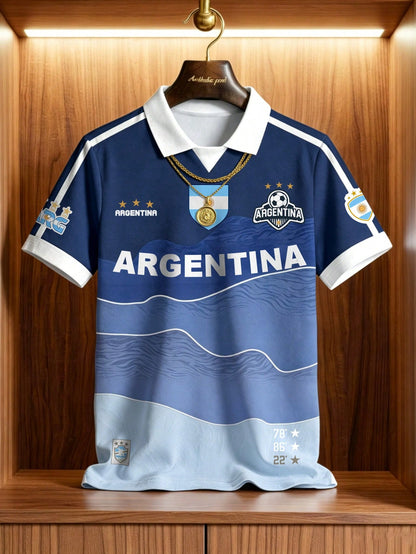 Vintage Gradient Wave Polo Shirt