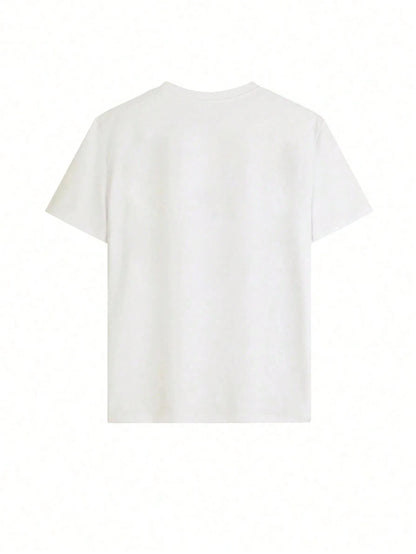 Women Retro Pumpkin Patch Print White Halloween Tee