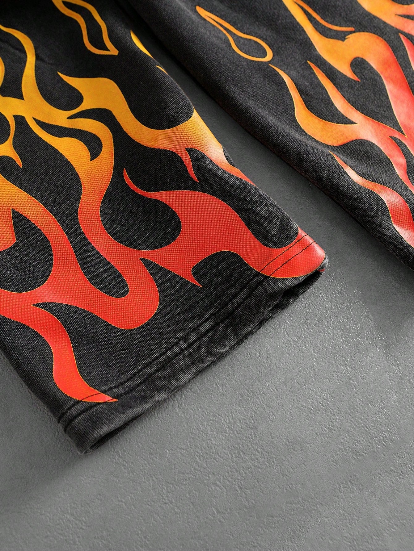 Men's Flame Wash Long Sleeve Gothic Tee