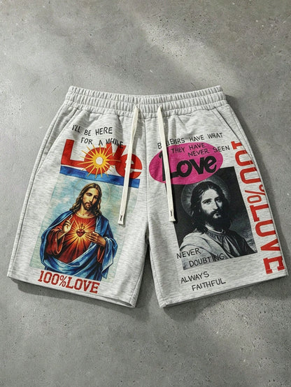 Oil Painting Print Men's Casual Beach Shorts