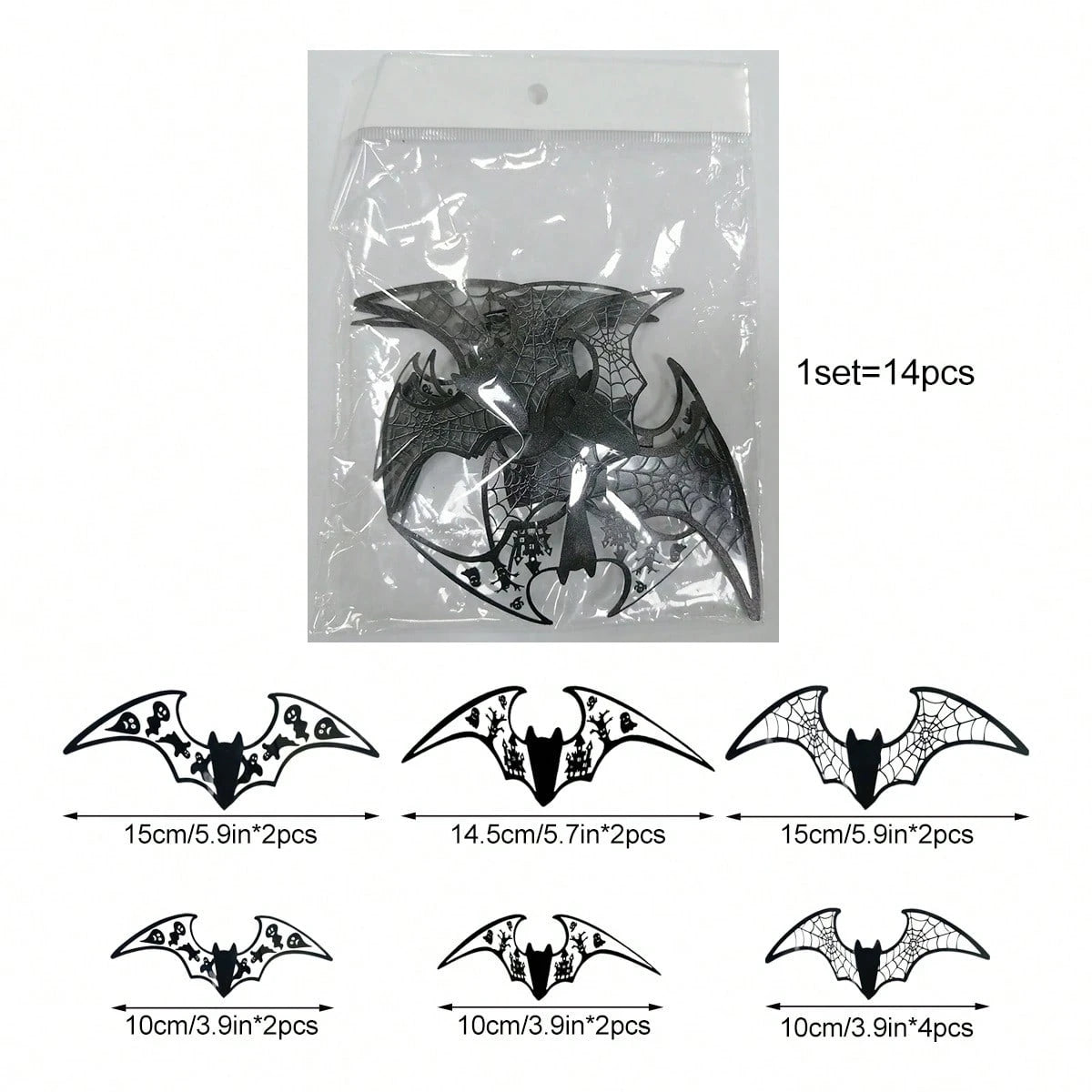 12Pcs 3D Hollow Bat Wall Stickers Decals