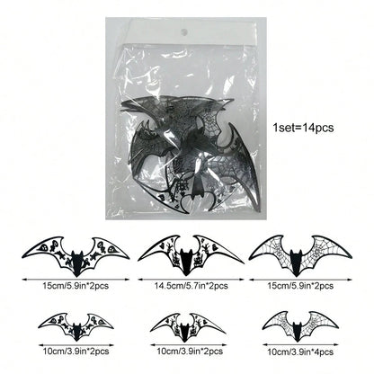 12Pcs 3D Hollow Bat Wall Stickers Decals
