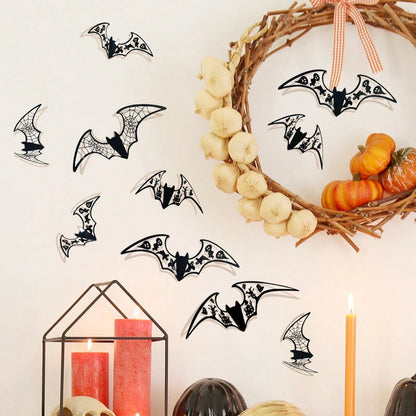 12Pcs 3D Hollow Bat Wall Stickers Decals