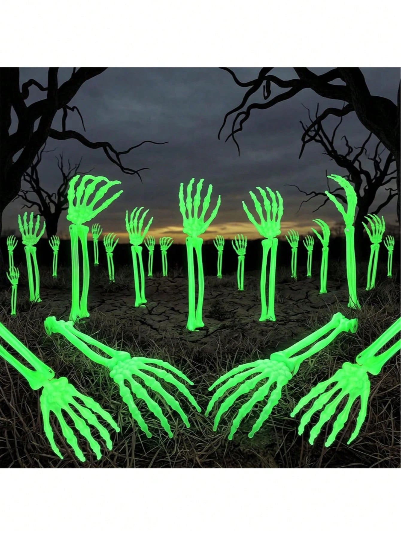 Halloween Glowing Skeleton Arm Stakes Yard Decor