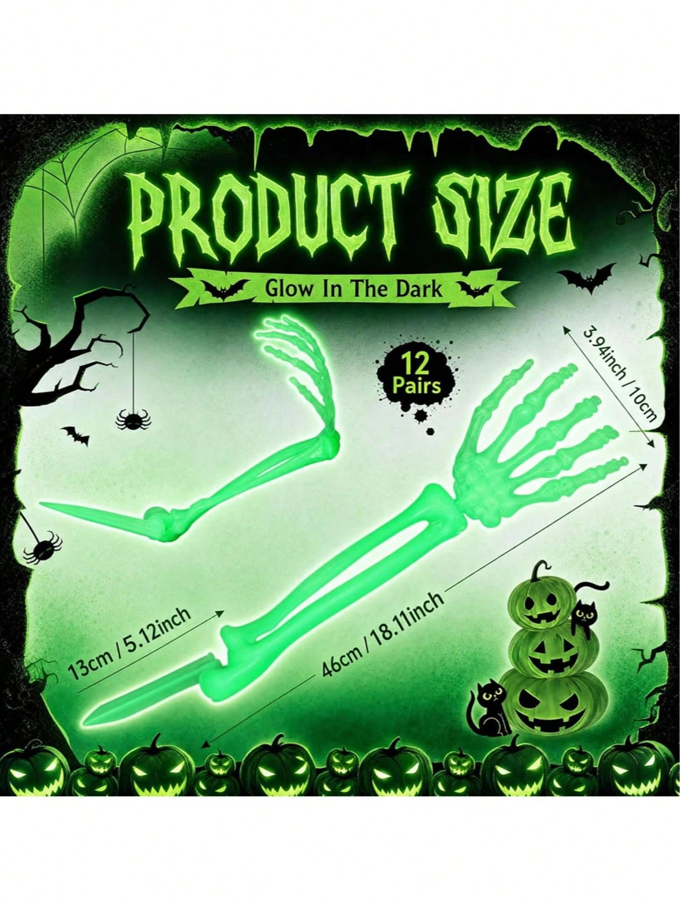 Halloween Glowing Skeleton Arm Stakes Yard Decor