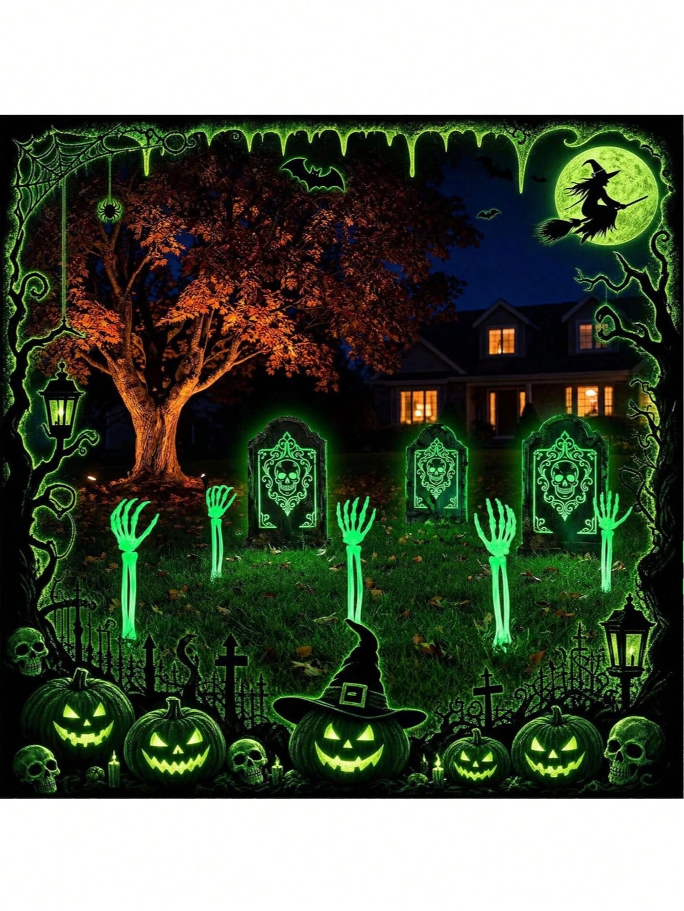 Halloween Glowing Skeleton Arm Stakes Yard Decor