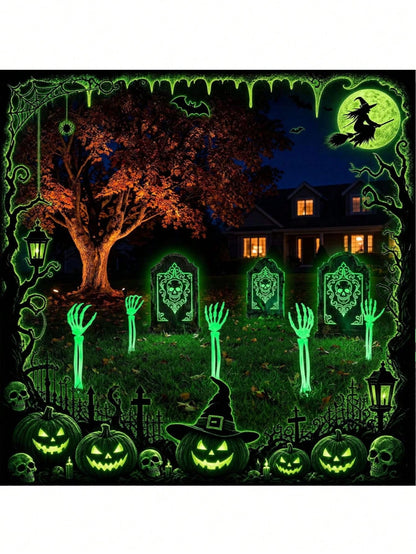 Halloween Glowing Skeleton Arm Stakes Yard Decor