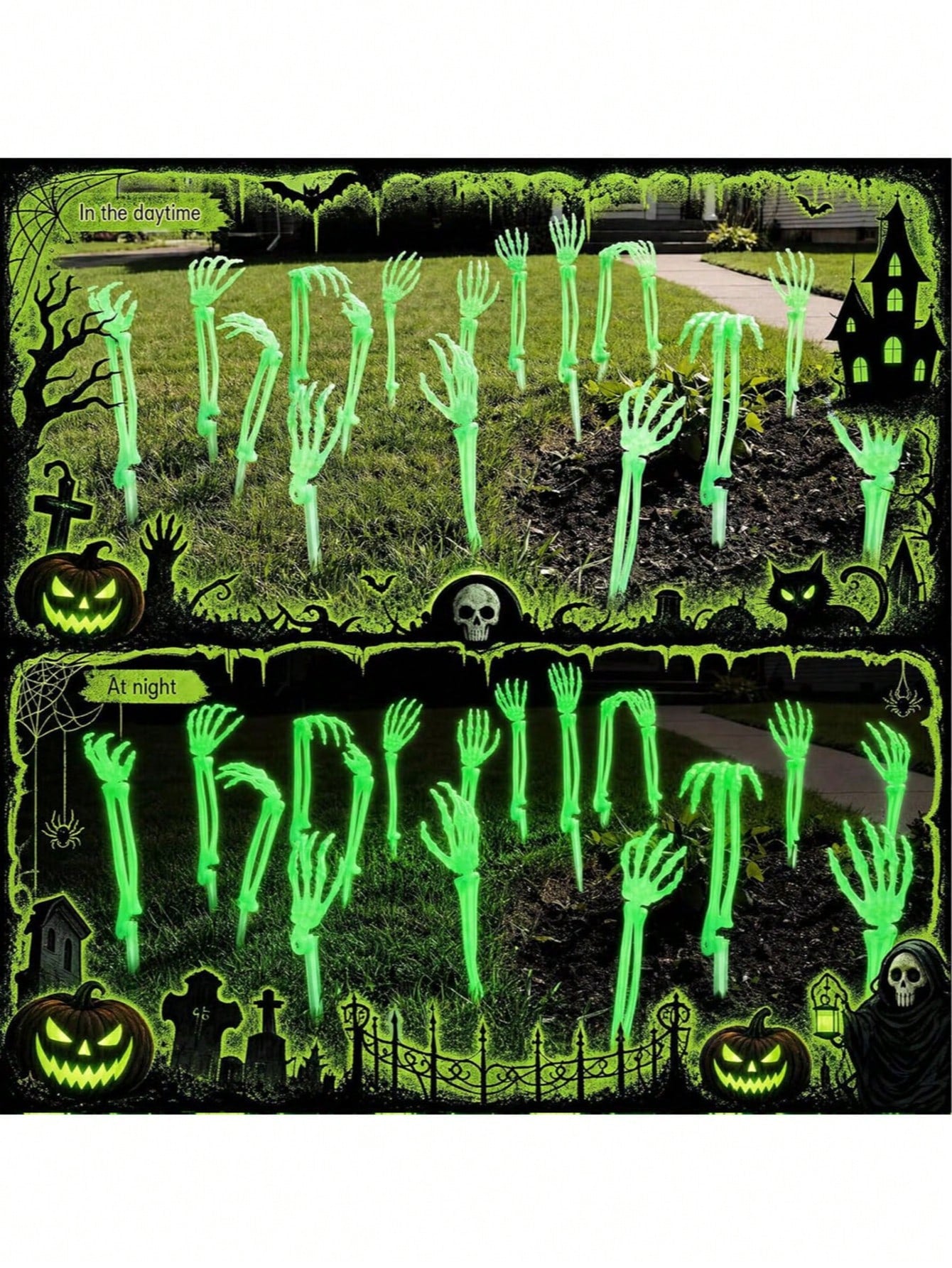 Halloween Glowing Skeleton Arm Stakes Yard Decor