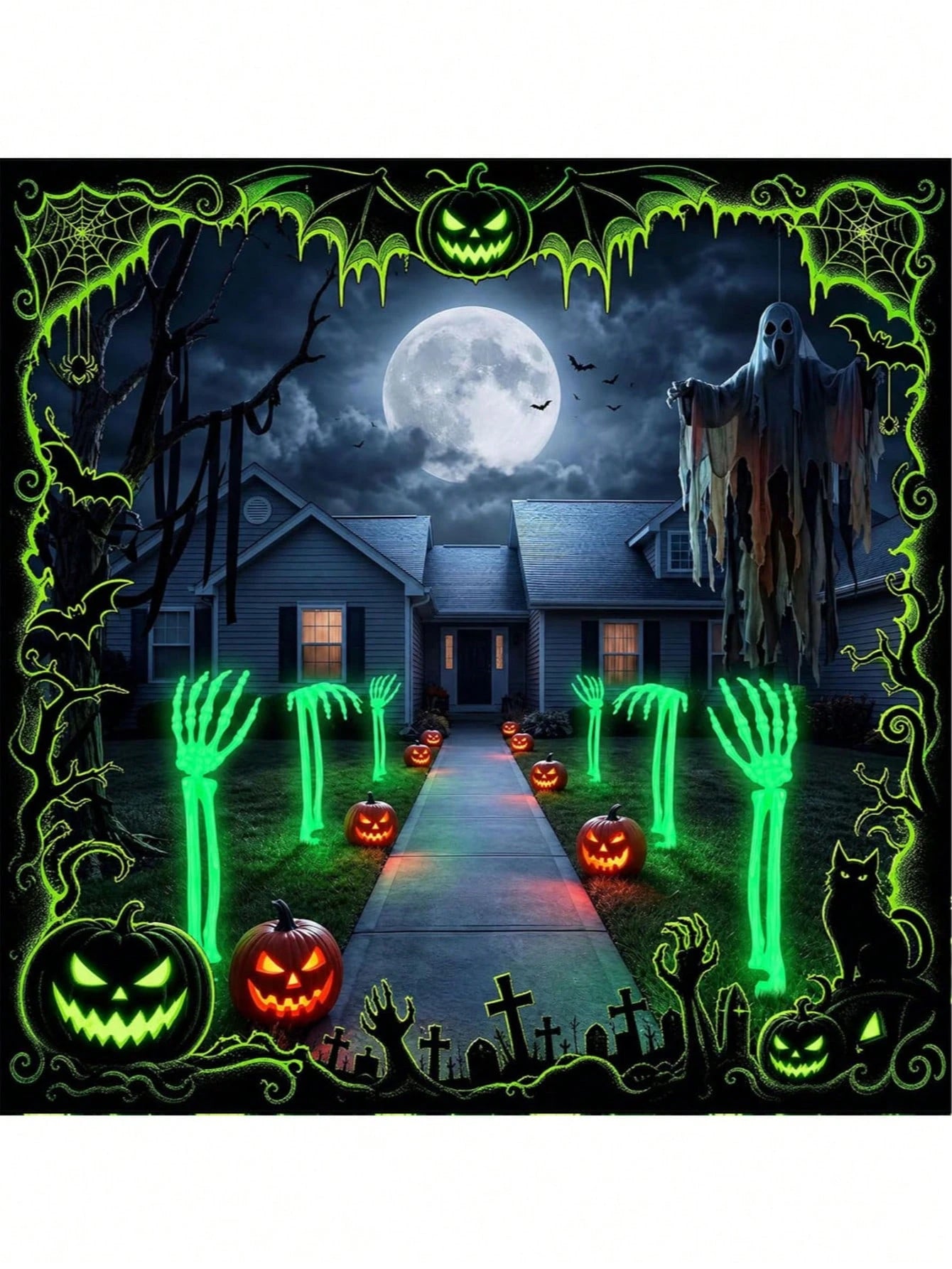 Halloween Glowing Skeleton Arm Stakes Yard Decor