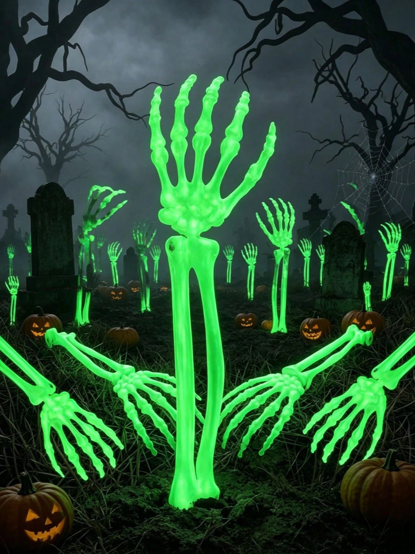 Halloween Glowing Skeleton Arm Stakes Yard Decor
