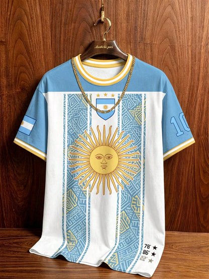 Argentina No 10 Sun Print Soccer Jersey Tee