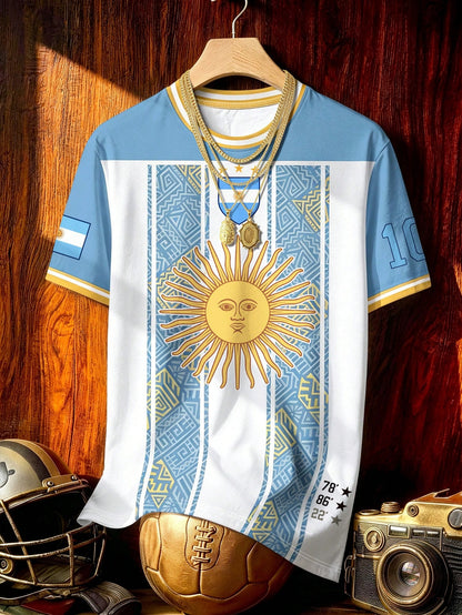 Argentina No 10 Sun Print Soccer Jersey Tee