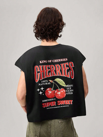 Men's Cherry Print Cropped Tank Top