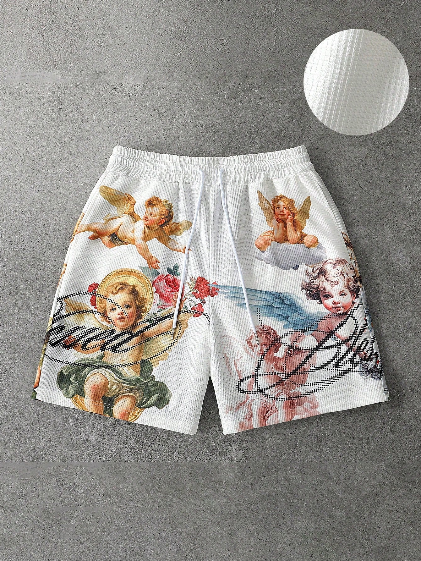 Men's Angel Script Graphic Casual Shorts
