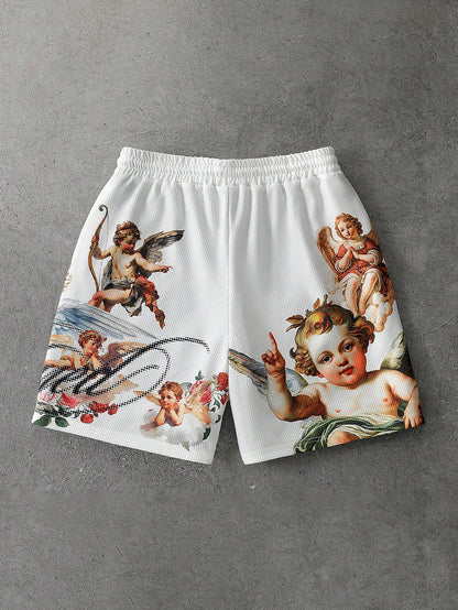 Men's Angel Script Graphic Casual Shorts
