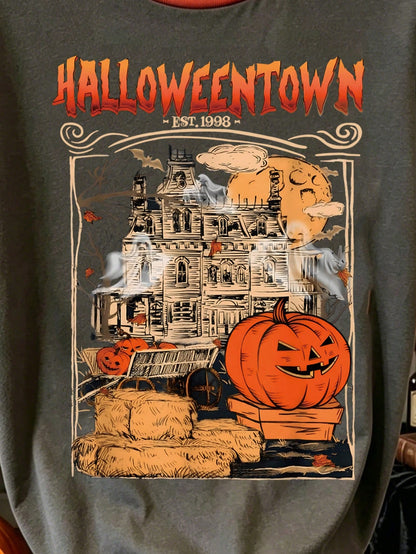 Women's Vintage Halloween Town Graphic Print T-Shirt