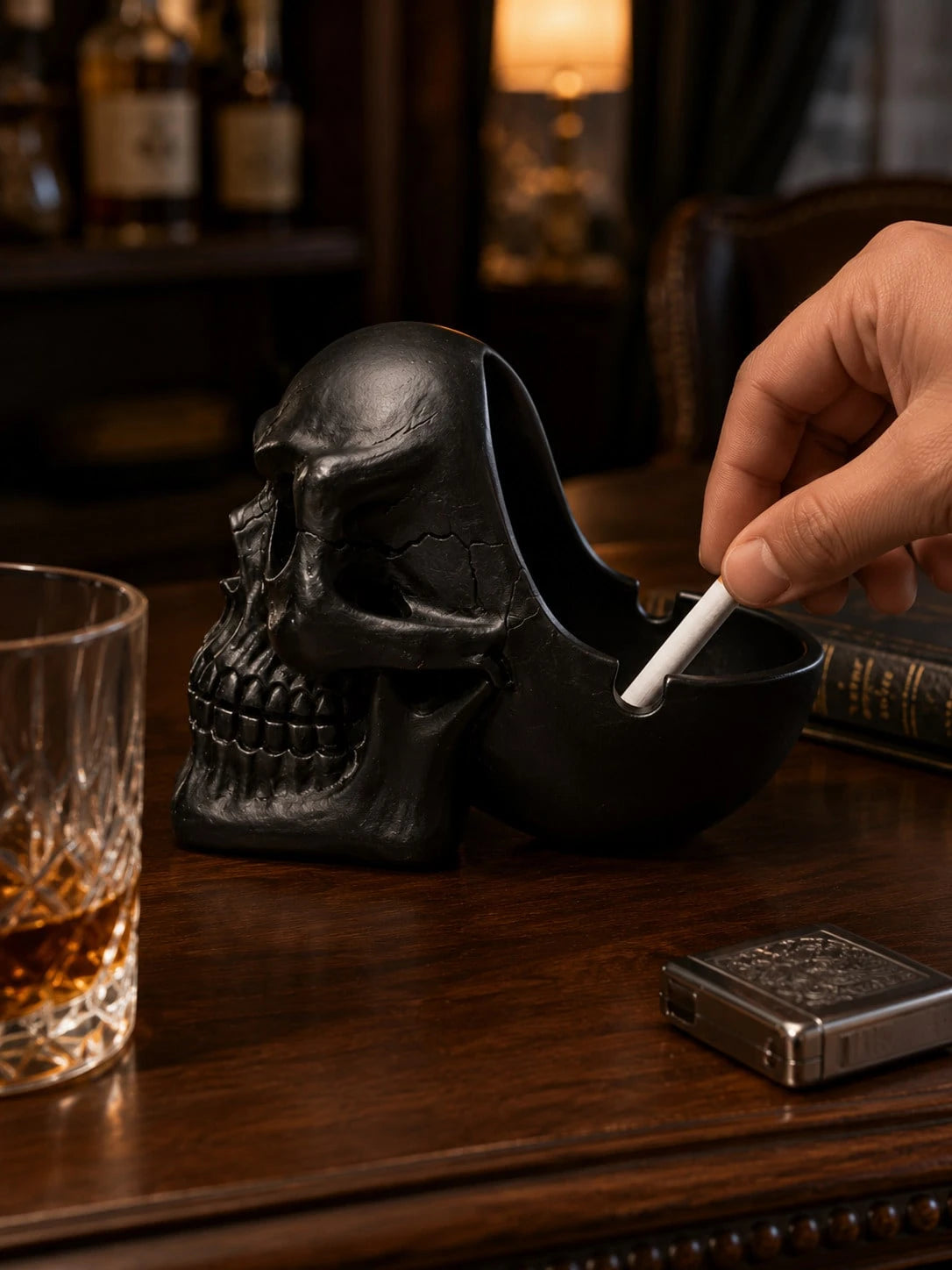 Gothic Resin Skull Ashtray Decorative Holder