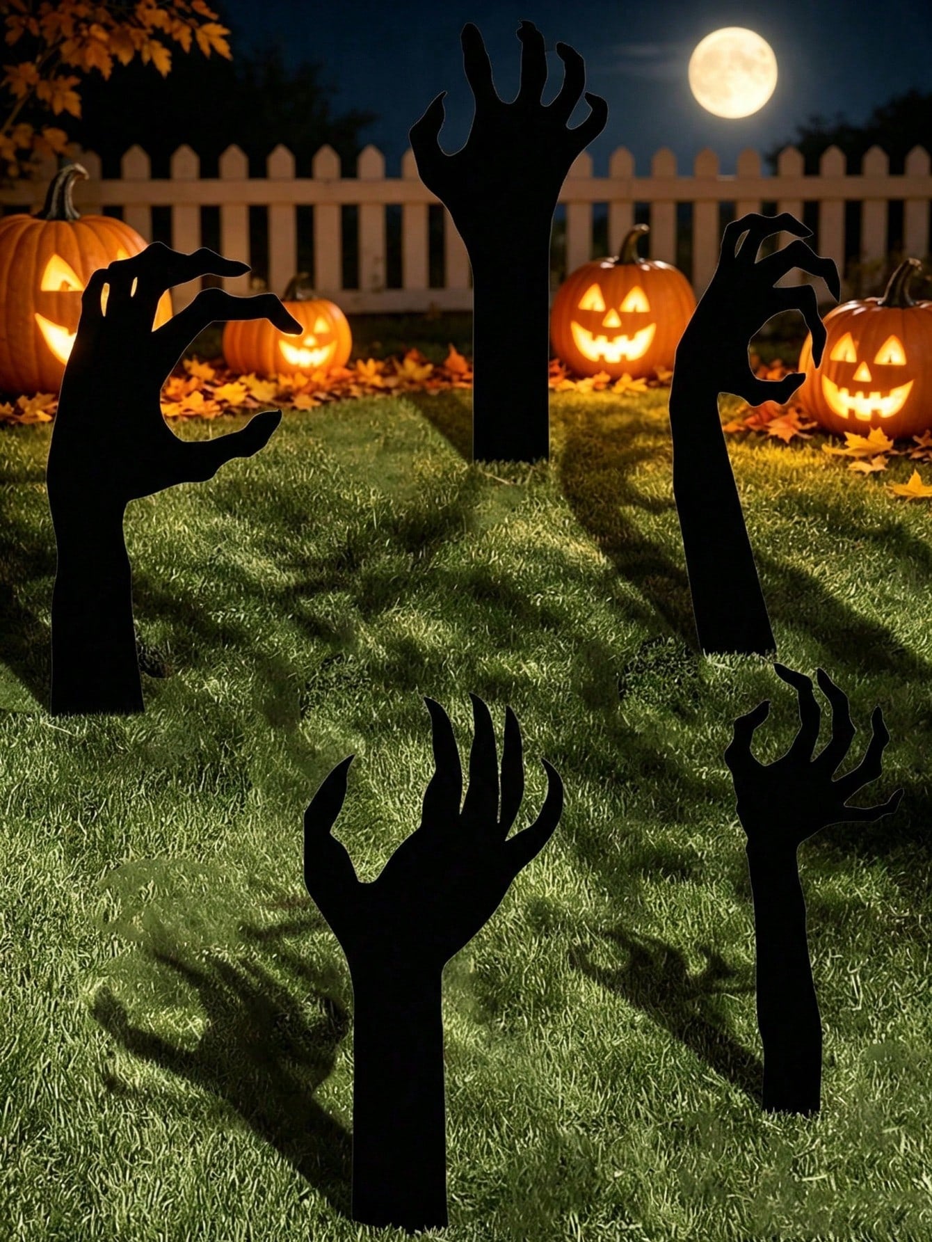 5Pcs Halloween Black Hand Yard Stakes Outdoor Decor