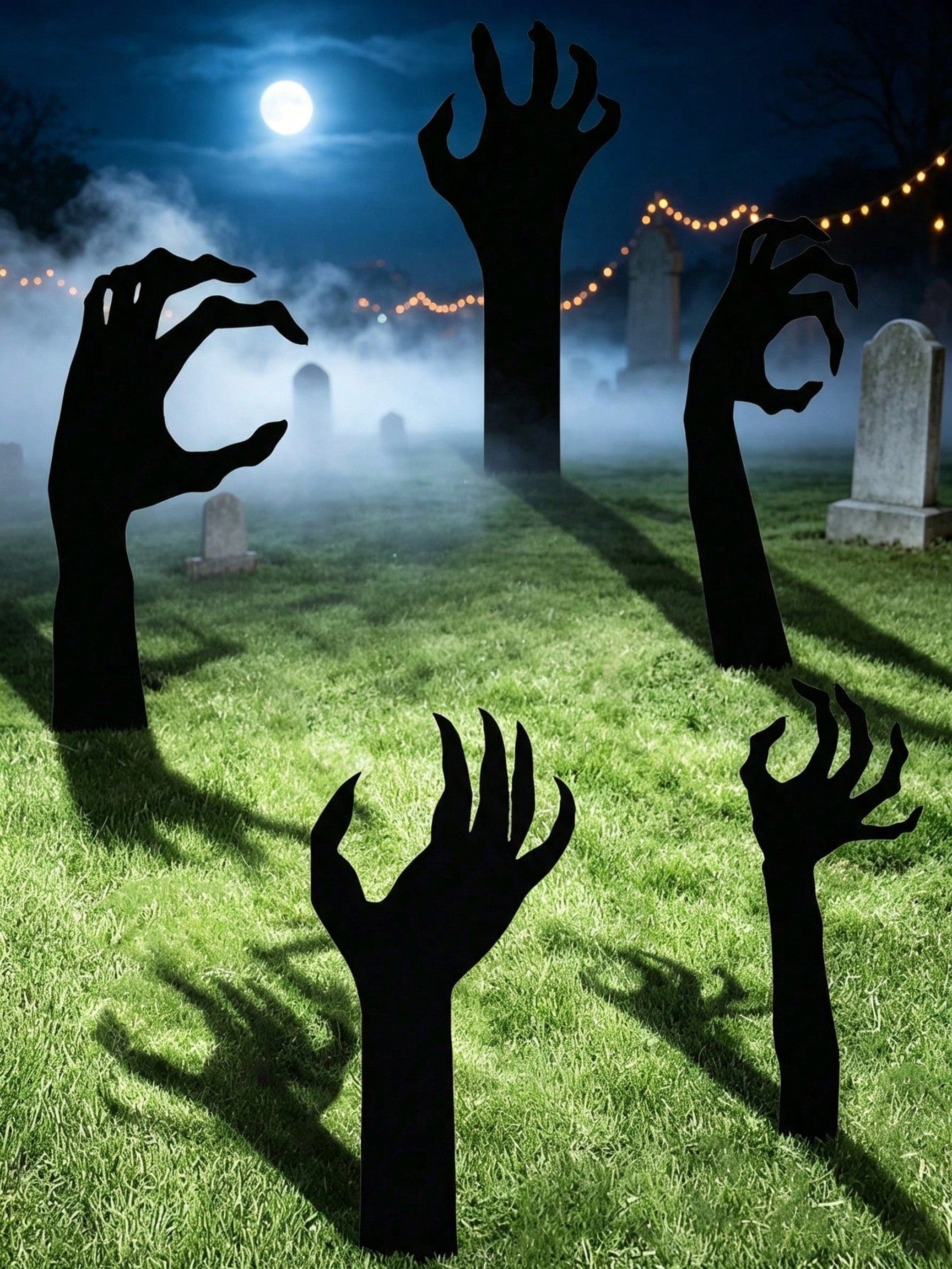 5Pcs Halloween Black Hand Yard Stakes Outdoor Decor