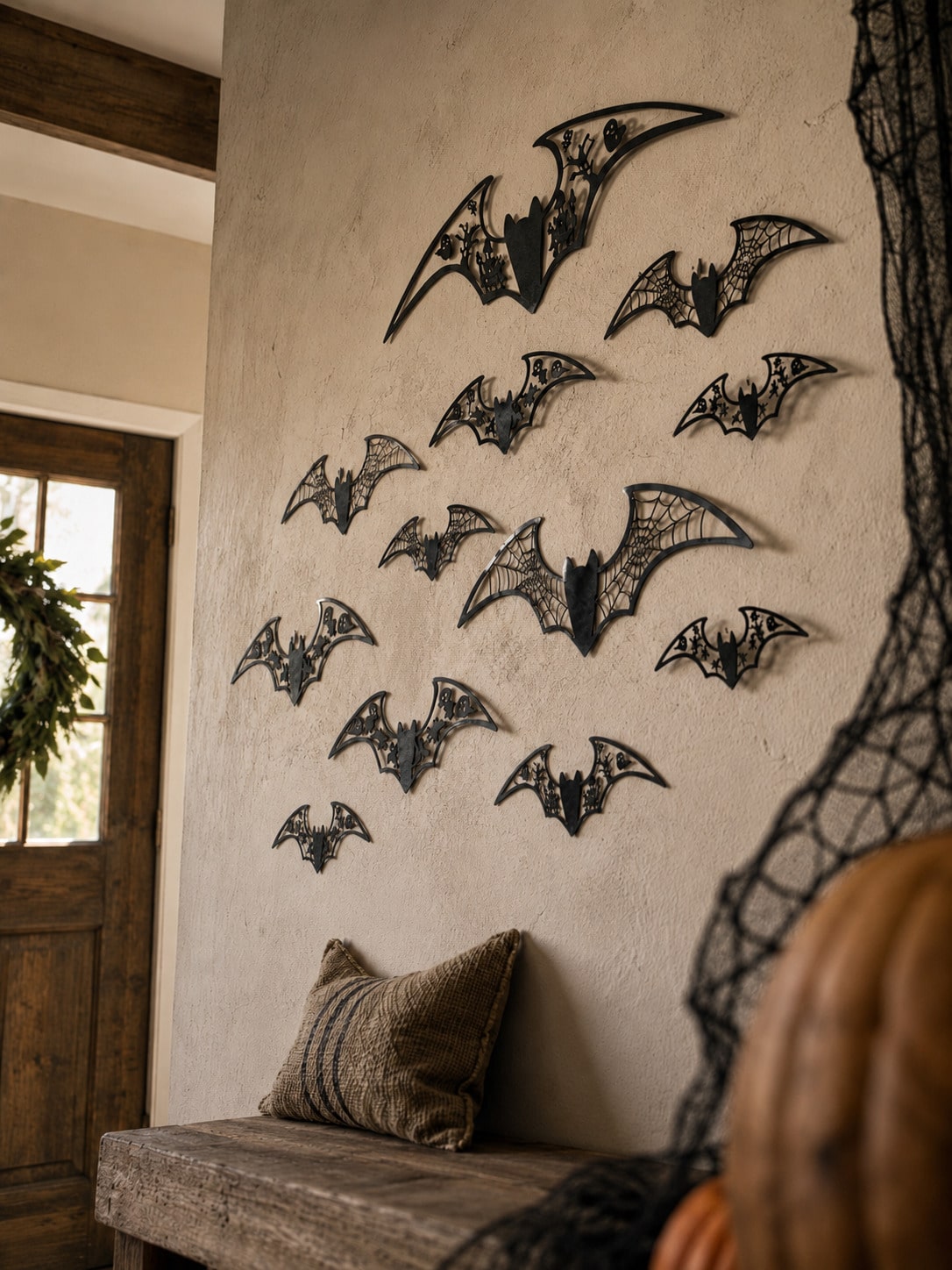 12Pcs 3D Hollow Bat Wall Stickers Decals