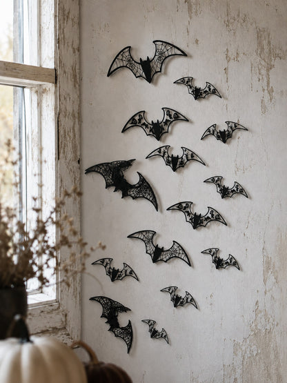 12Pcs 3D Hollow Bat Wall Stickers Decals