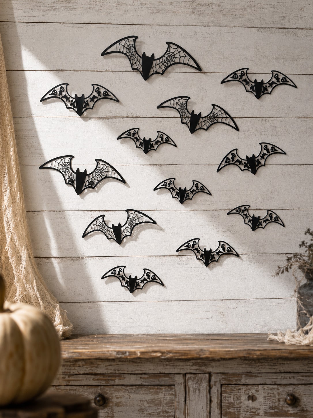 12Pcs 3D Hollow Bat Wall Stickers Decals