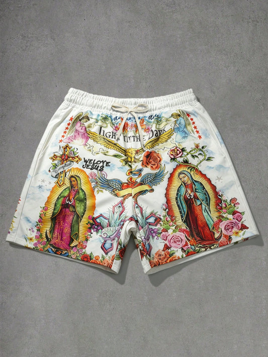 Oil Painting Digital Print Men Casual Shorts