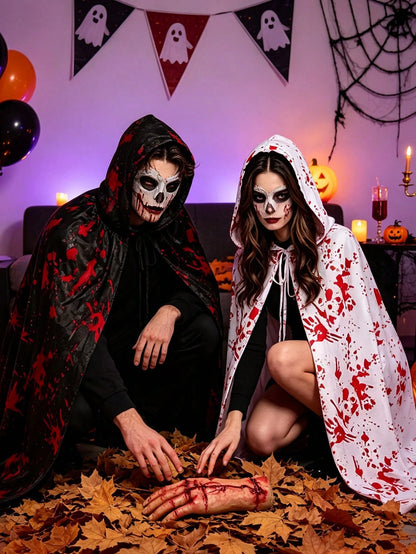 Blood Stained Hooded Long Cape Halloween Costume