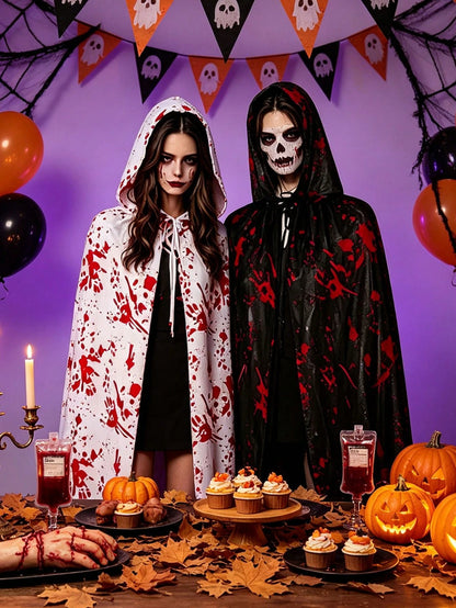 Blood Stained Hooded Long Cape Halloween Costume