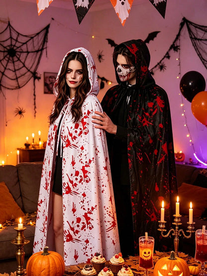 Blood Stained Hooded Long Cape Halloween Costume