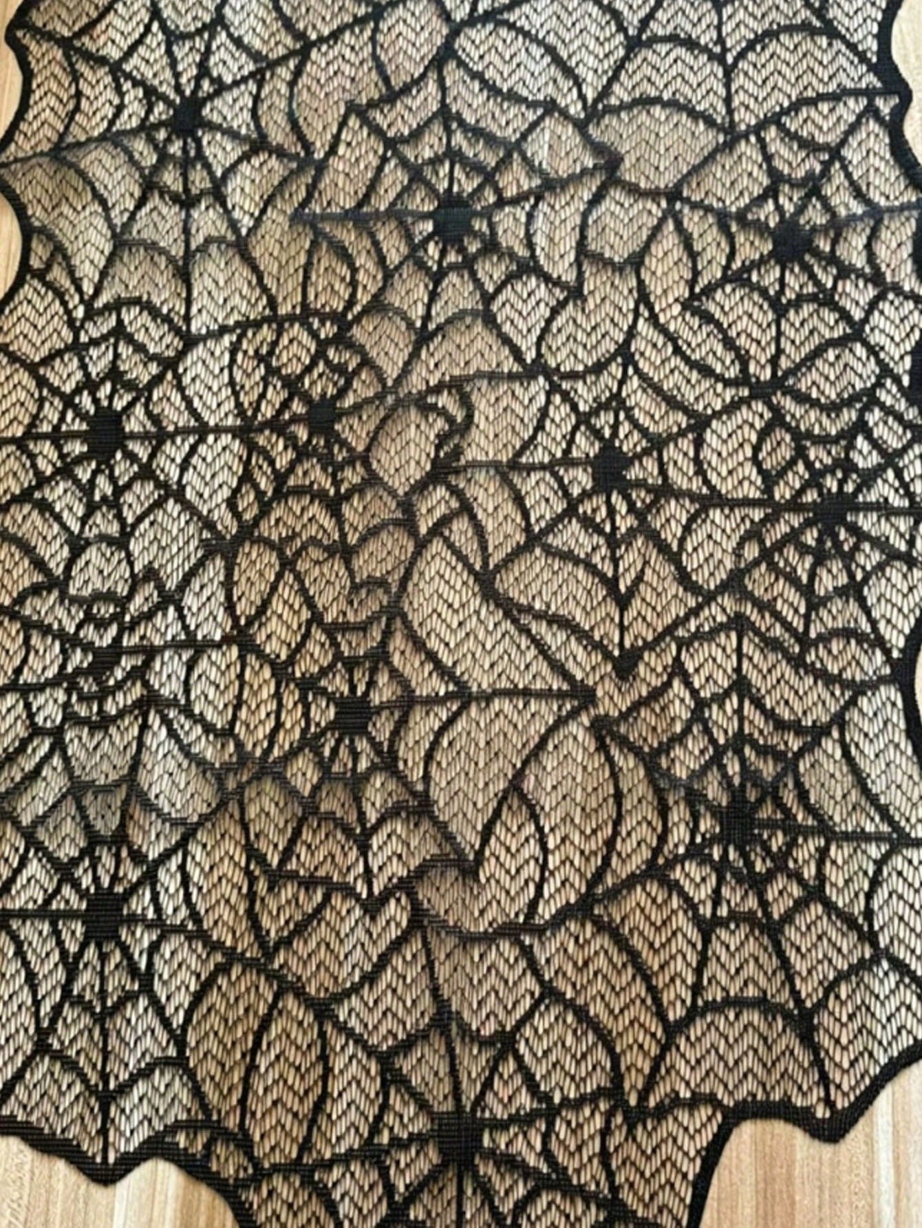 Halloween Spider Web Black Lace Table Runner