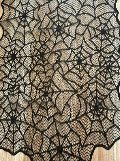 Halloween Spider Web Black Lace Table Runner