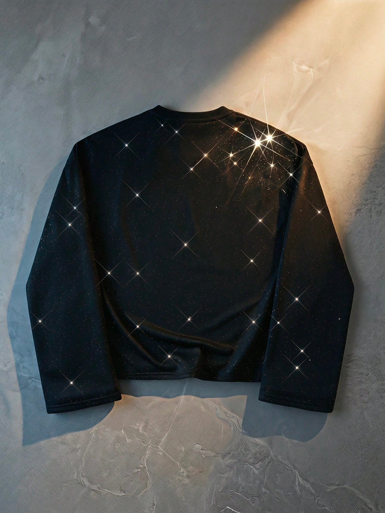 Men Glitter Sequin Print Loose Long Sleeve T-Shirt