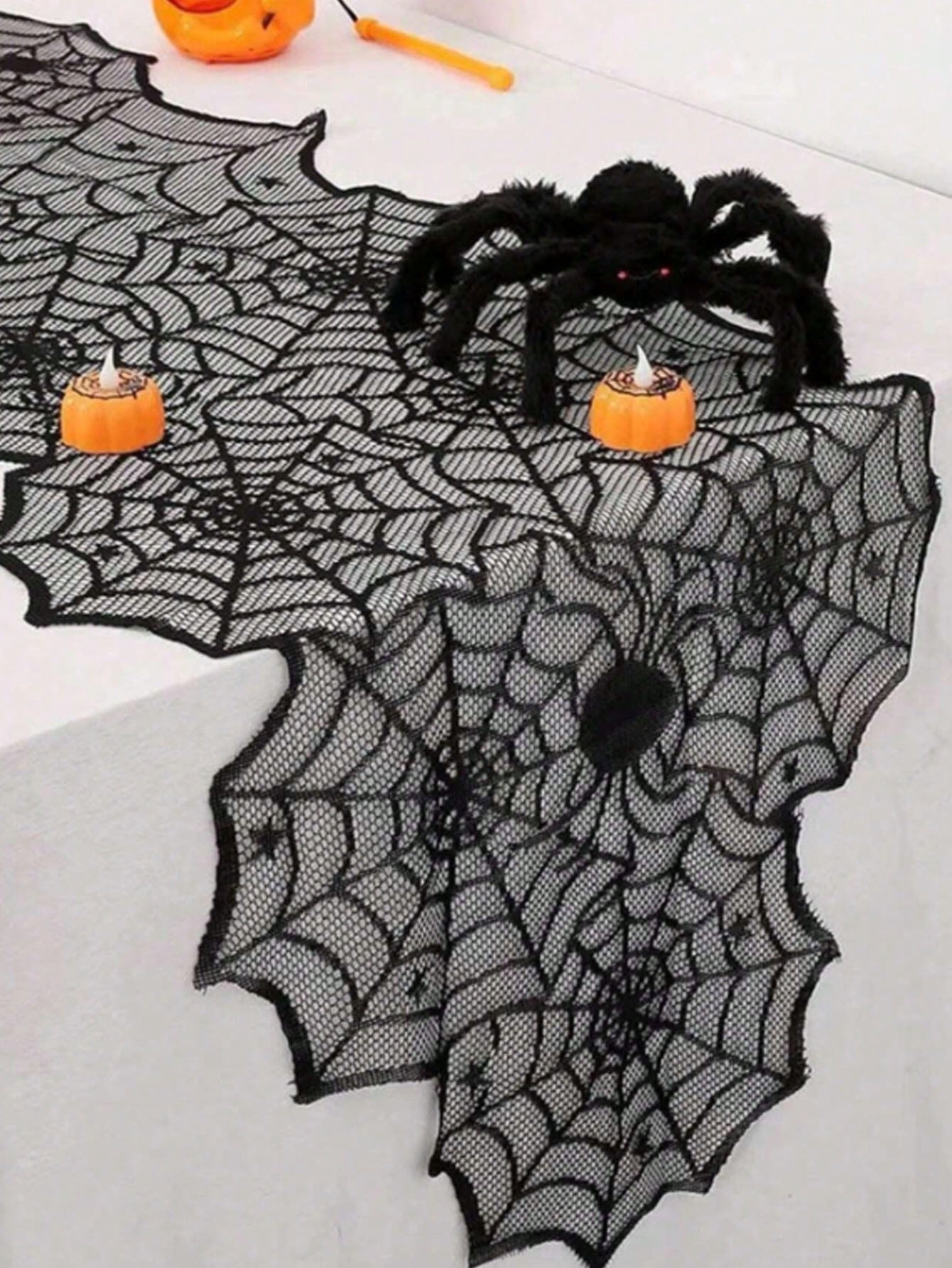 Lace Halloween Spider Web Table Runner