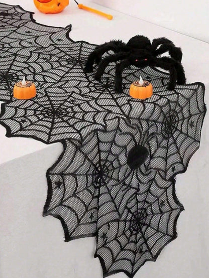 Lace Halloween Spider Web Table Runner