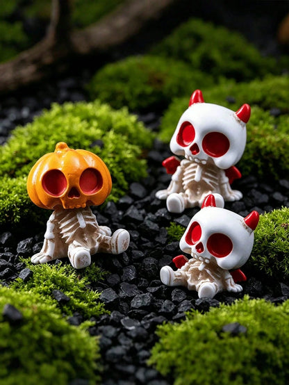 Halloween Mini Skull Mummy Resin Ornament