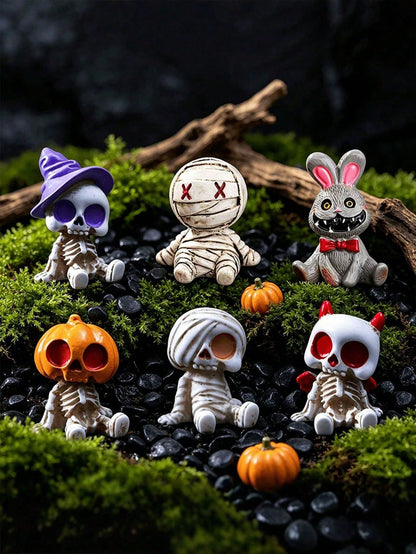 Halloween Mini Skull Mummy Resin Ornament
