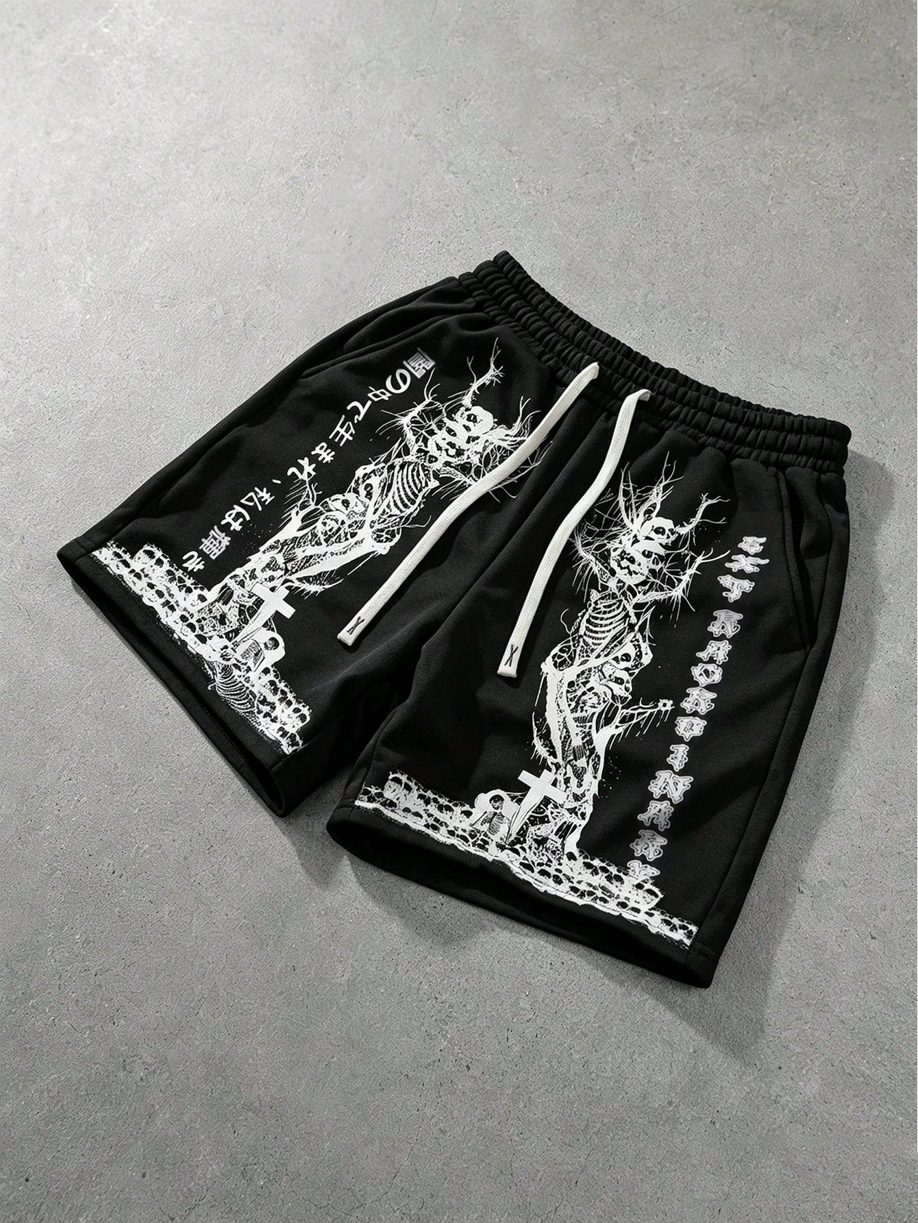 Men's Skull Graphic Loose Fit Casual Summer Shorts