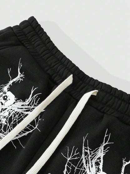 Men's Skull Graphic Loose Fit Casual Summer Shorts
