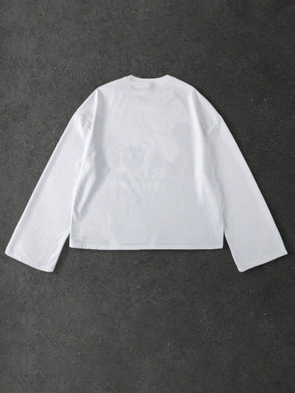 Men Character Print Loose Long Sleeve T-Shirt