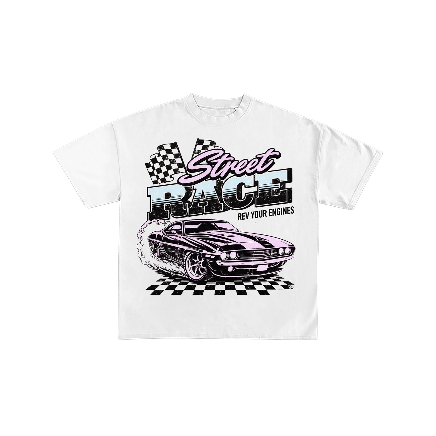 Street Race Vintage Muscle Car Graphic T-Shirt