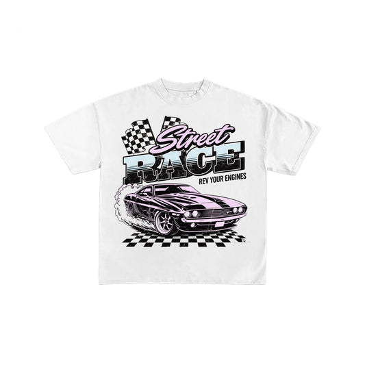 Street Race Vintage Muscle Car Graphic T-Shirt