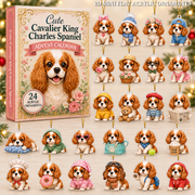 Cute Cavalier King Charles Spaniel Advent Calendar 2026 - 24-Day Festive Countdown, Acrylic Charms Blind Box - Gift For Dog Lovers