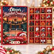 Personalized Basketball Advent Calendar, Wooden Christmas Countdown with Acrylic Charms, Custom Basketball Gift, Basketball Lover Christmas Gift