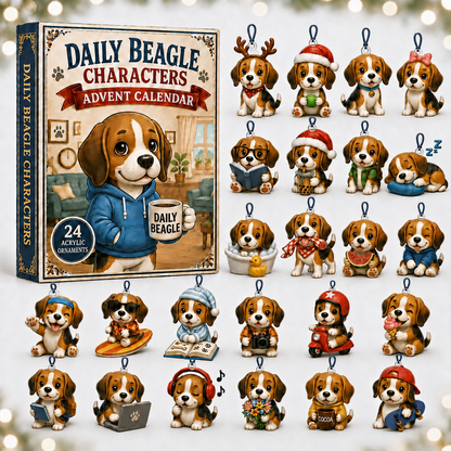 Daily Beagle Advent Calendar 2026 - 24-Day Festive Countdown, Acrylic Charms Blind Box - Gift For Dogs Lovers