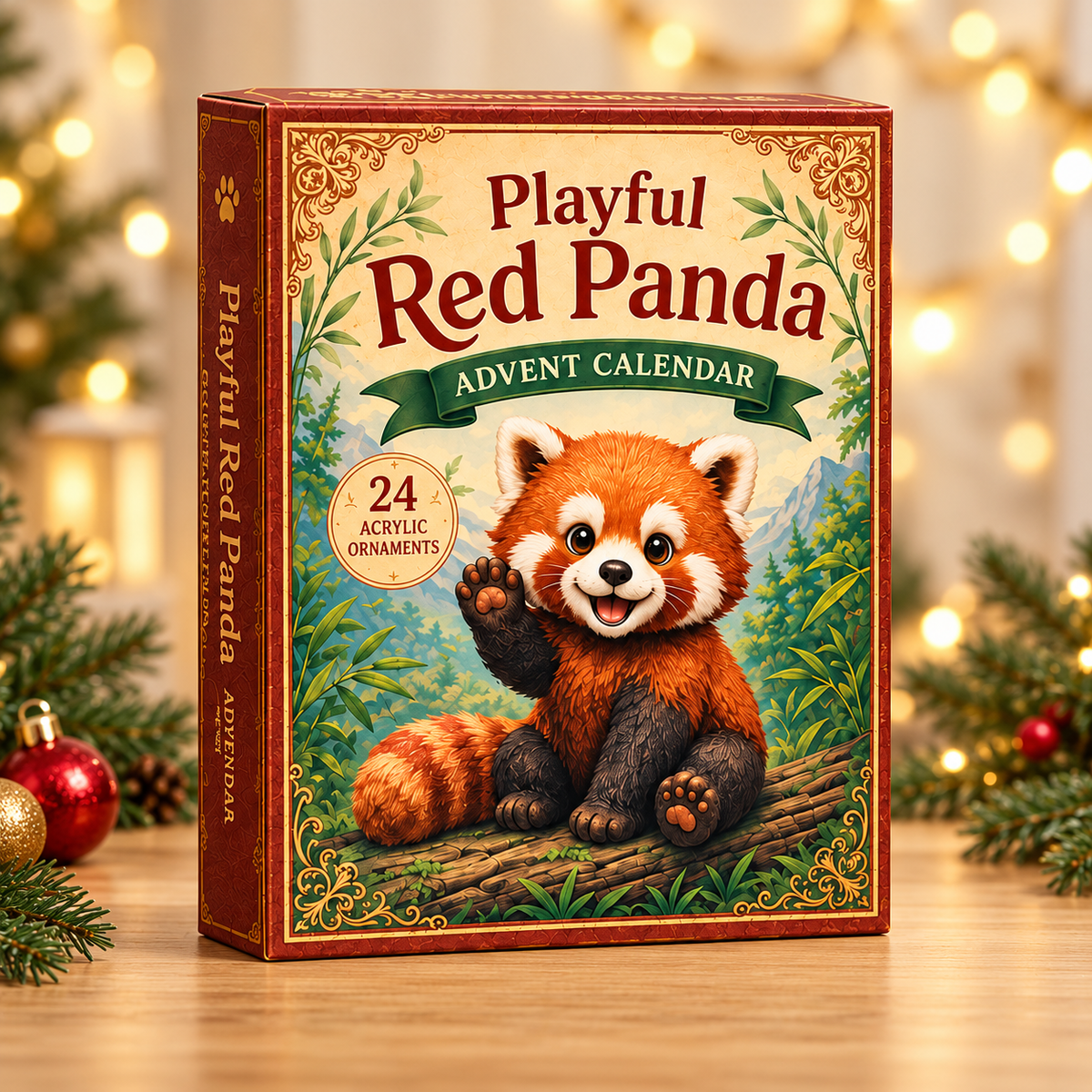 Playful Red Panda Advent Calendar 2026 - 24-Day Festive Countdown, Acrylic Charms Blind Box - Gift For Red Panda Lovers